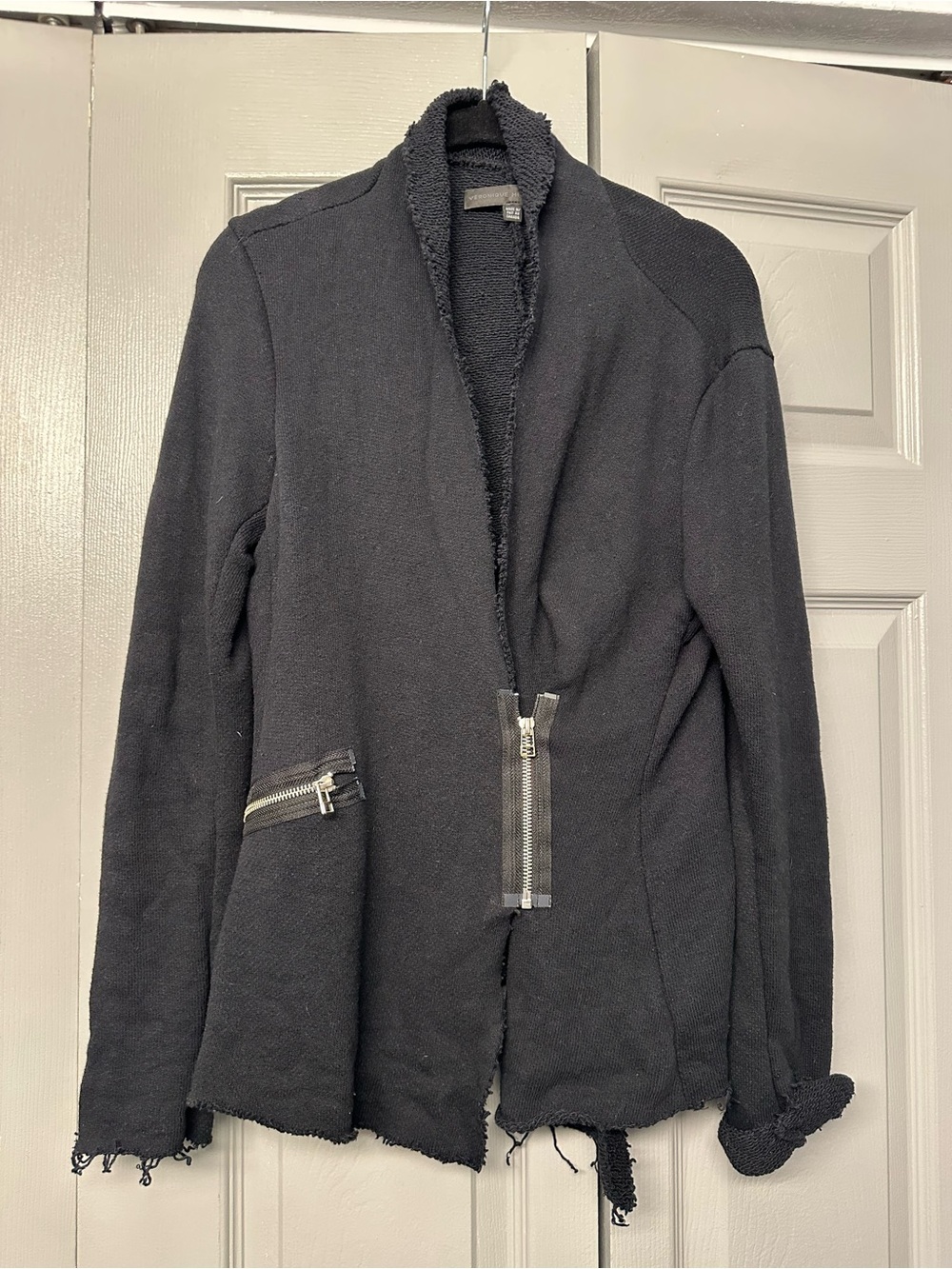 VERONIQUE MILJKOVITCH Women's Black Open-Front Blazer with Zip Accents